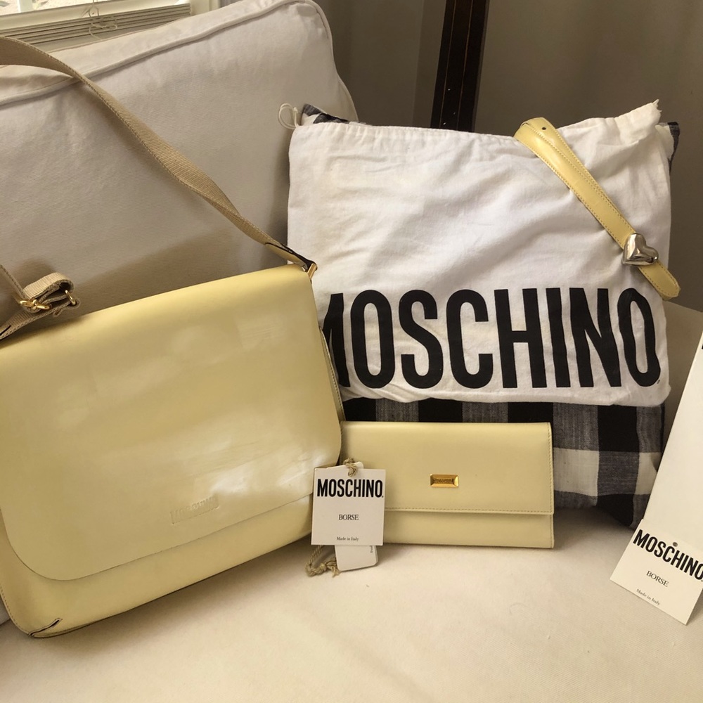 Authentic Moschino Leather Handbag, wallet & Belt